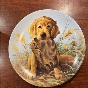 1987 Caught in Act - Golden Retriever Plate 2nd Issue Knowles Field Puppies